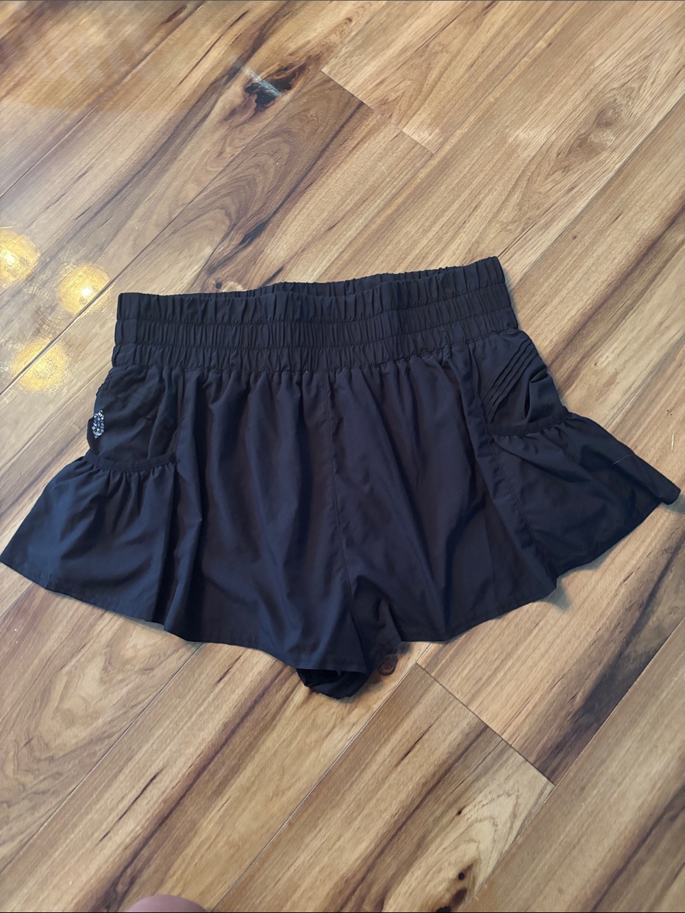 FP Movement by Free People Black Ruffled Active Skort Shorts